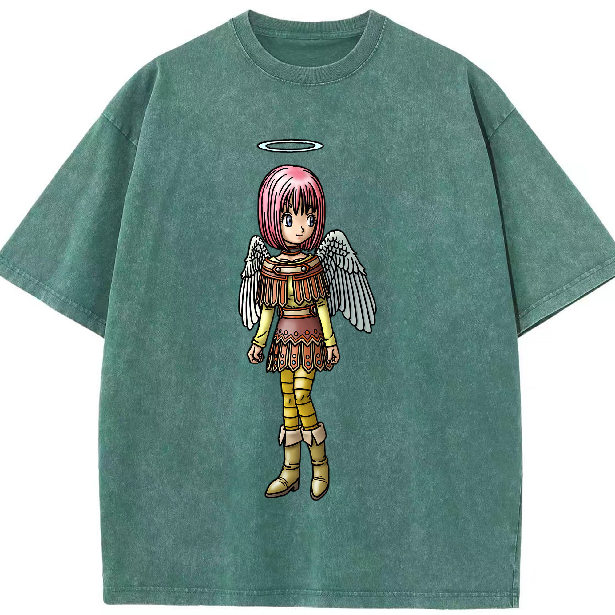 （画像用） ドラゴンクエスト Doragon Kuesuto Dragon Quest 綿100% ヴィンテージ風 半袖Tシャツ（フロントプリント）